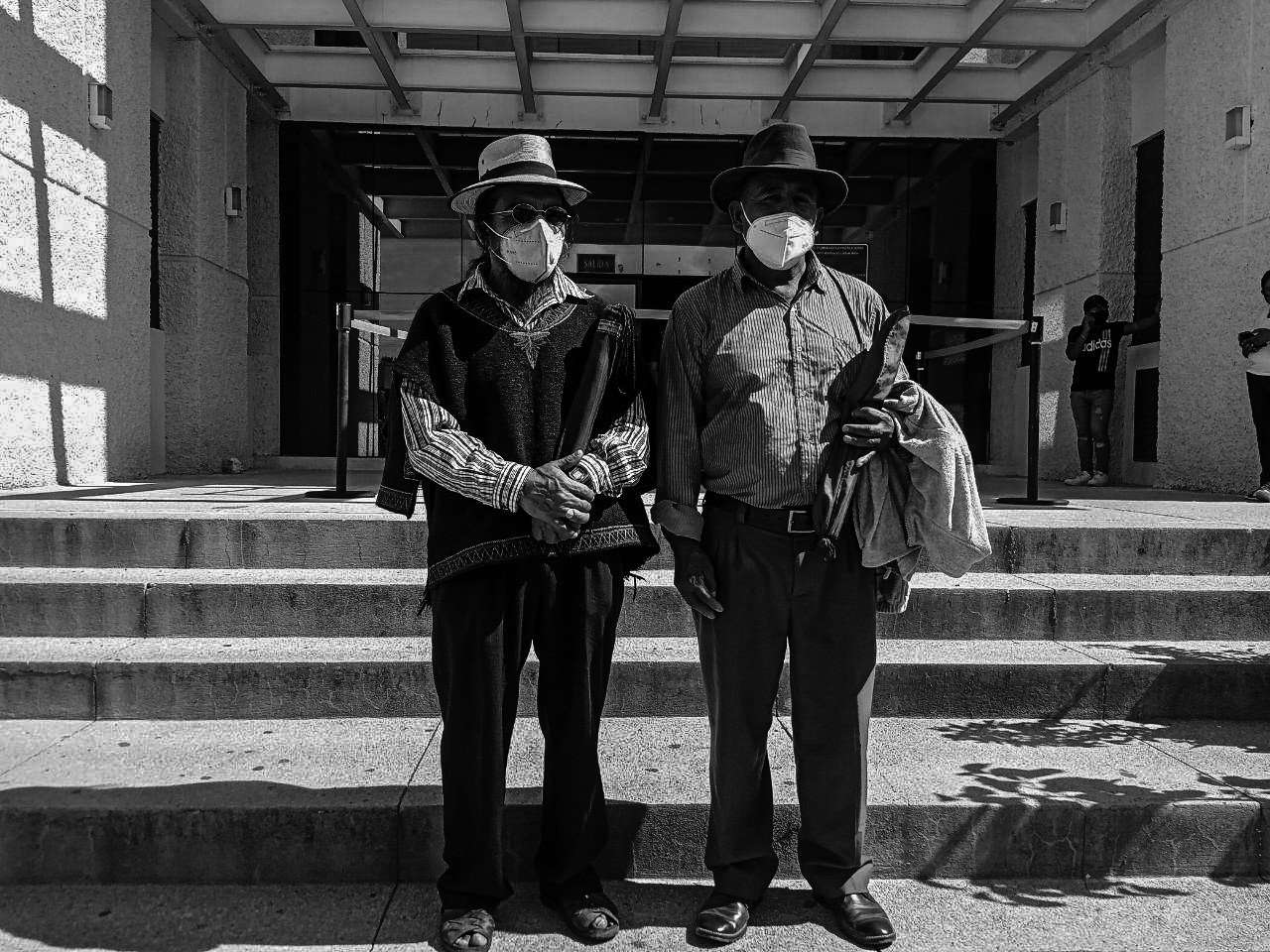Rigoberto Juárez Mateo y Domingo Baltazar Hernández, autoridades ancestrales Maya Q’anjob’al
